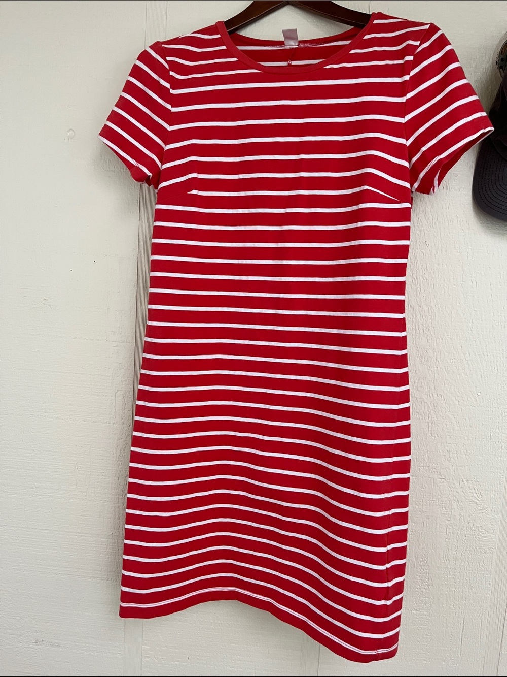 Old Navy Red & White Striped Tee Dress